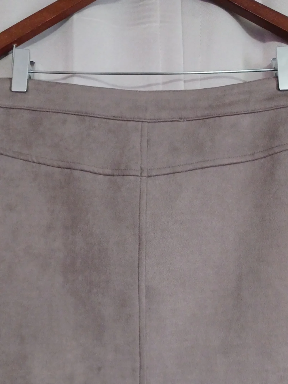 HYFVE Taupe Faux Suede A-Line Mini Skirt Button Closure Pockets High Waisted